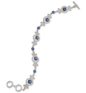 Nuevo Brazalete Flexible CAROLEE Nueva York Azul Real Pavé Tono Plateado - Imagen 1 de 1