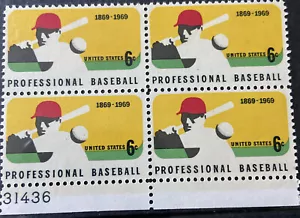 SCOTT # 1381 Professional Baseball 100th Annv U.S. Stamps MNH (4 Stamps) - Picture 1 of 3