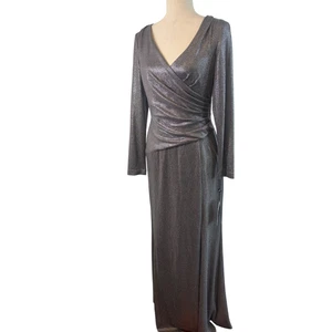 New Adrianna Papell Metallic Jersey Evening Gown Dress Long Size 12 $249 MSRP - Picture 1 of 8