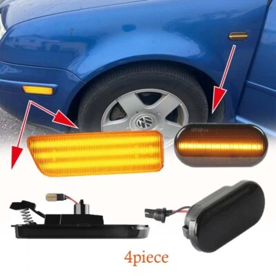 4X LED Side Marker+Front Bumper Turn Signal Lights For 99-05 VW Golf Jetta MK4 - Image 1 of 4