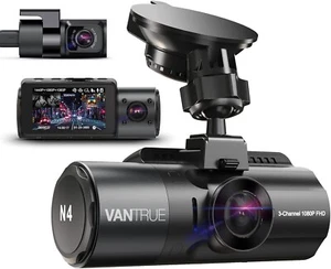VANTRUE N4 3 Channel 4K Dash Cam, Front and Rear 4K+1080P, Front Inside and Rear - Picture 1 of 15