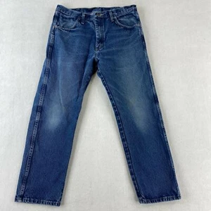 Rustler Denim Jeans Men's 34x29 Dark Blue Straight Regular Fit Casual Zip Fly - Picture 1 of 9