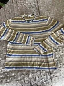Men’s Calvin Klein Long Sleeve Striped Silk Blend Sweater Pullover Top XL - Foto 1 di 6