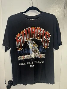 Vintage Sturgis 2000 Harley Davidson T Shirt Black Hills Rally Wolf Biker Sz L - Picture 1 of 6