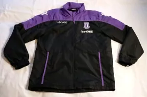 STOKE CITY FC MACRON BET365 MENS TRAINING JACKET WITH PACKABLE HOOD SIZE XL, VGC - Picture 1 of 16