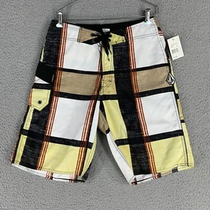 Volcom Boardshorts Mens 30 Mod Tech Surf Shorts Plaid Y2K NEW - Picture 1 of 19