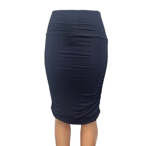 Angel Maternity Ruched Maternity Knee Length Skirt, Navy, S - Picture 1 of 10