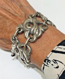 Vintage Mexico Silver Bird Figural Bracelet- size 6.5"- 64 gram - Picture 1 of 21