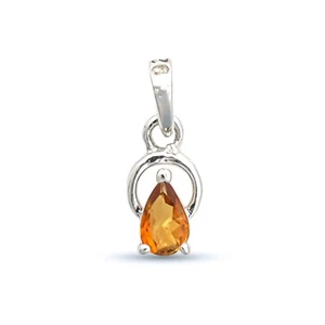 Splendido Naturale Giallo Citrino Pietra Ciondolo Pendente 925 Argento Sterling - Foto 1 di 5