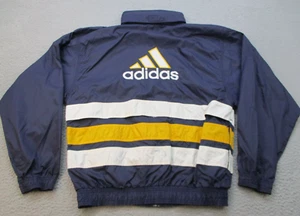 ADIDAS Windbreaker Jacket Mens Medium Elastic Waist Hidden Hood Embroidered Logo - Picture 1 of 10