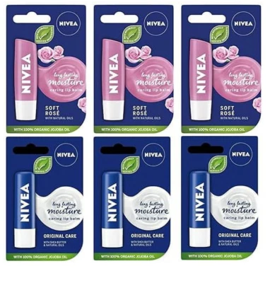 Nivea Soft Rose & Original CareBálsamo labial hidratante de larga duración en barra cuidado labial Foto 1 de 2