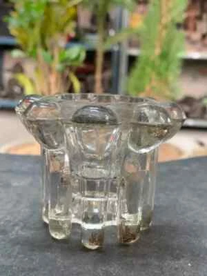 Suporte de vela vintage raro colecionável feito à mão vidro transparente - Imagem 1 de 4