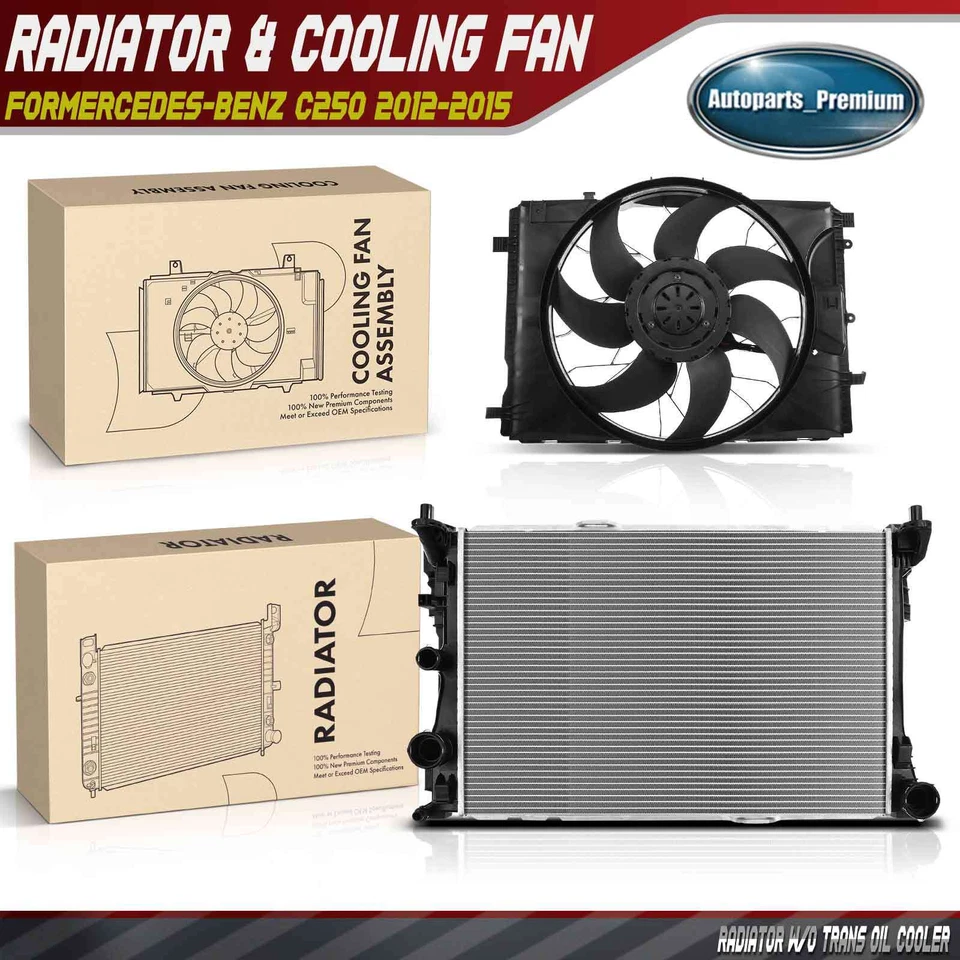 Kit de montaje de radiador y ventilador de refrigeración para Mercedes-Benz C250 2012 2013 2014 2015 Foto 1 de 4