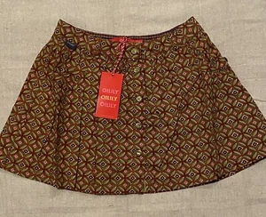 NWT Size 6 116 Oilily Sanneke Brown Geometric Print Cotton Poplin Skirt - Picture 1 of 3