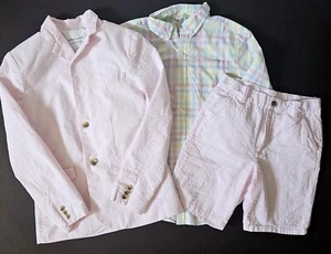 Janie and Jack 2024 Flower Show 14 Pink Gingham Jacket Shorts Shirt Lot NG1-546 - Picture 1 of 3