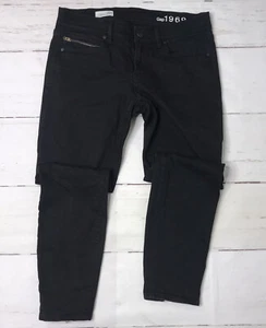 Gap 1969 Womens Jeans Black Size 29P Legging Zipper Calf Zip Pockets  - Picture 1 of 11