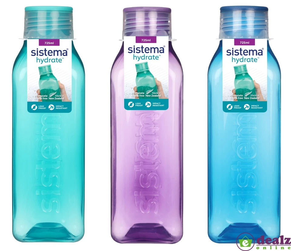 Sistema Square Water Drink Juice Bottle School Office Work Gym 725ml BPA Free - Image 1 of 1