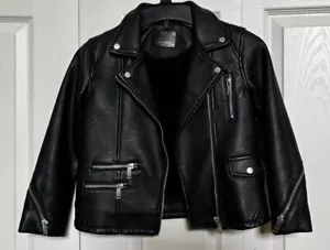 Zara Girls Faux Leather Biker Jacket Size 7 ~ 122cm EUC! - Picture 1 of 5