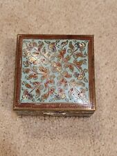 BEAUTIFUL DECORATED  Antique Chinese Cloisonne Enamel Hinged Case Box  Brass