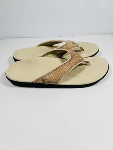 Spenco Orthotic Arch Support Flip Flop Thong Sandals Tan Beach Women’s Size 10 - Picture 1 of 9
