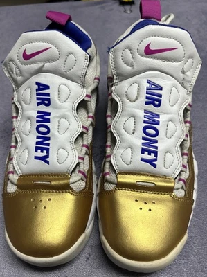 耐克 Air More Money GS Fuschia Blast AH5215-101 尺码 5Y 或女式 6.5 — 第 1/4 张图片