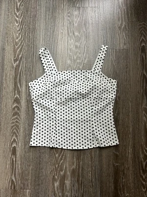 Linen Blend Polka Pot Bustier Top Women’s M Coquette Classic  - Image 1 of 4