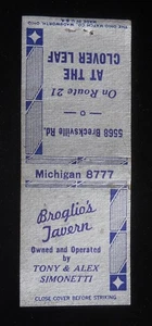 1940s Broglio's Tavern Tony & Alex Simonetti 5568 Brecksville Rd Independence OH - Picture 1 of 2