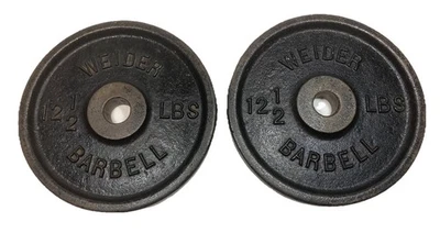 "Placas de peso estándar de 1"" Weider Barbell vintage de 12,5 lb 2 x 12,5 lb en total 25 libras" Foto 1 de 4
