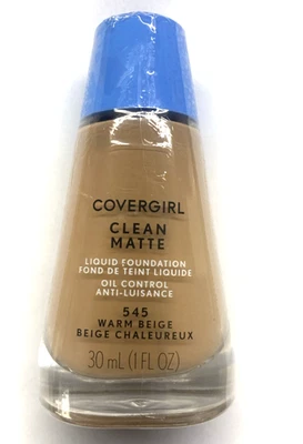 COVERGIRL Clean Matte Liquid Foundation Oil Control WARM BEIGE #545 Sealed - Image 1 of 2