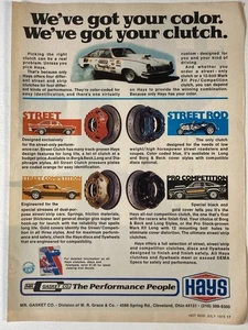 1975 Hays Clutch Print Ad Mr. Gasket Street Rod Pro Competition Color - Picture 1 of 2
