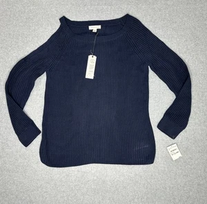 Treasure and bond sweater Top With Shoulder Cut Out Blue NWT - Picture 1 of 7