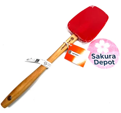 Le Creuset Gourmet Spatula Spoon BH Cherry Red Wood Handle Silicone Head JPN NEW - Image 1 of 4