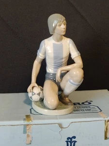 Lladro "Futbolista Pose" Calcio Futbol Player Scatola Originale Argentina Blu Bianco - Foto 1 di 7