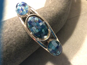 Jay King DTR 925 Sterling Silver Reversible Micro Opal &Turquoise Cuff Bracelet - Picture 1 of 6