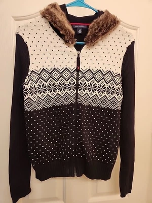 Tommy Hilfiger Women's Hoded Sweater W/ Faux Fur Collar - Image 1 of 4