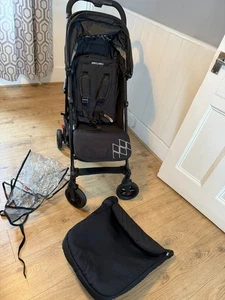 MACLAREN TECHNO ARC STROLLER BUGGY BLACK PUSHCHAIR WITH RAINCOVER & FOOTMUFF - Picture 1 of 23