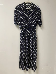 Vintage Nordstrom 100 % Seide Maxikleid gepunktet Größe 8 Tall - Bild 1 von 9