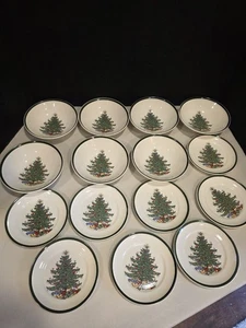 8 Cuthbertson Christmas Tree 6" BREAD/Dessert PLATES (England) And 7 Bowles  - Picture 1 of 5