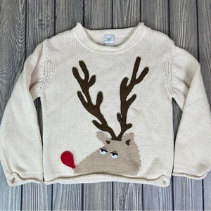 Garnet Hill Cream Knit Sweater Kids Girls Small Neutral Christmas - Picture 1 of 9