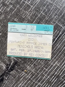 Dio Featuring Ronnie James Dio Concert  Ticket Stub Mcnichols Arena Feb 27,1988 - Picture 1 of 2