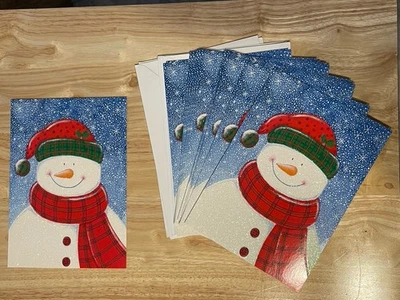 14 Vintage Snowman Knitted Scarf & Hat Christmas Cards Paper Magic Group - Image 1 of 4