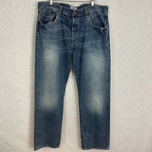 Pantalones de mezclilla de colección años 90 Levis 501 botón mosca para hombre 38x32 azul holgados pierna ancha irregular 4093 - Imagen 1 de 11