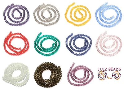 Faceted Rondelle Glass Crystal Beads - 6mm x 5mm - 1 Strand (approx 85 pcs) - Image 1 of 2