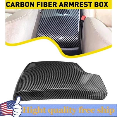 Para BMW 3Series E90E91 E92 E93 apoio de braço de fibra de carbono console central tampa acabamento com - Imagem 1 de 4
