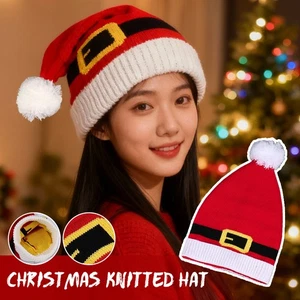 Strickmütze Wollmütze rot Weihnachten Urlaub Winter warm Weihnachtsgeschenke Strickmütze - Bild 1 von 16