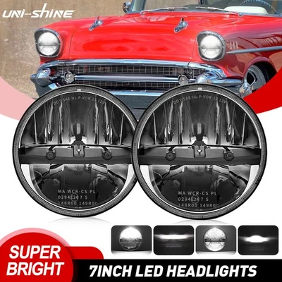 Par de faros LED redondos de 7 pulgadas haz alto/bajo para Chevrolet Bel Air 1953-1957 Foto 1 de 4