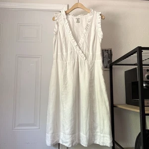 NOA NOA white linen ruffle surplice neck sleeveless mini dress - Picture 1 of 6
