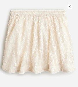 NWT J. Crew Crewcuts Girls Sequin Mini Skirt In Natural L Lined Elastic Waist - Picture 1 of 5