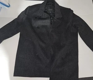 Marc Anthony Men's XXL Black/Charcoal Wool Blend 6-Button Overcoat - Picture 1 of 6