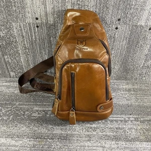 Bull Captain Brown Leather Sling Bag - Picture 1 of 5